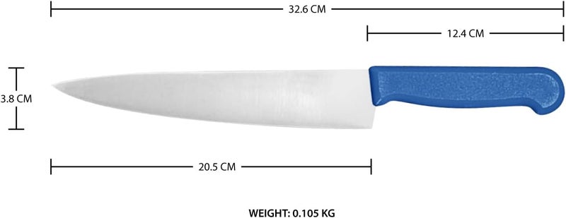 Kitchen Master 8 Inch Stainless Steel Professional Chef Knife with Blue Handle - Image 2